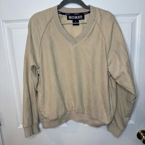 Boast Beige V-Neck Pullover in Sueded Material Size Medium GUC